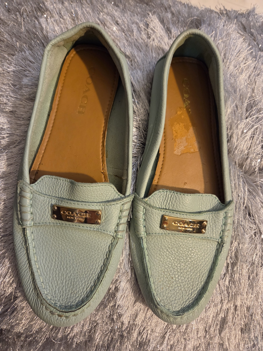 COACH Fredrica Mint /gold Women's Slip On Loafers SZ 8B